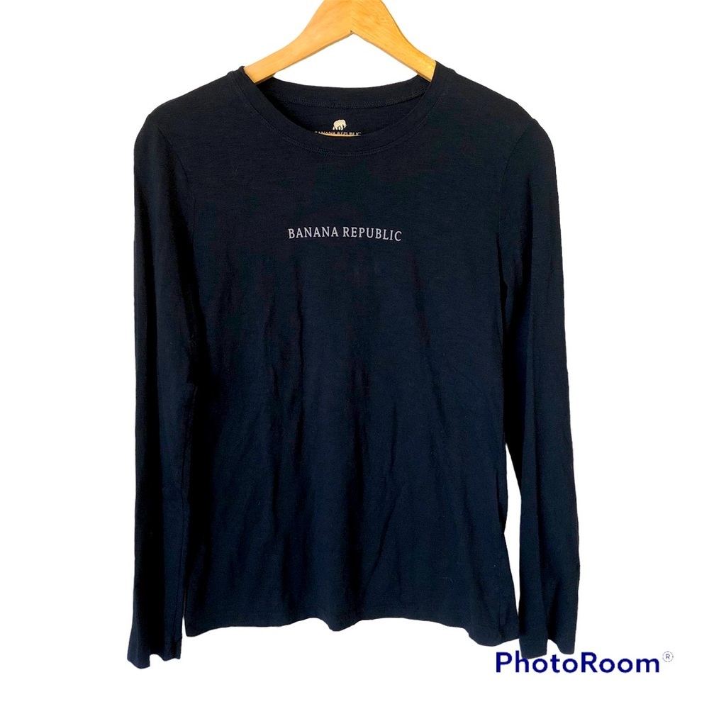 Banana Republic Shirt Women’s Small Organic Pima Cotton Black Long Sleeve Base